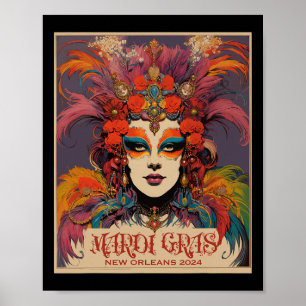 Vintage Mardi Gras Frauen  Poster
