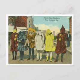 Vintage Mardi Gras-Mädchen in Kostümen Postkarte