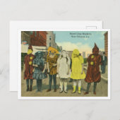 Vintage Mardi Gras-Mädchen in Kostümen Postkarte (Vorne/Hinten)