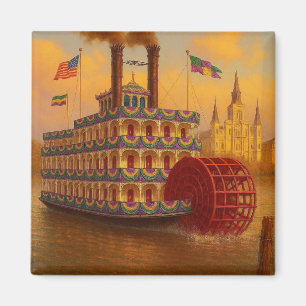 Vintage-Mardi-Gras-Schaufelraddampfer Magnet