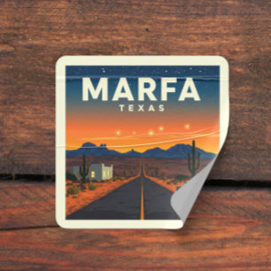 Vintage Marfa Texas Quadratischer Aufkleber