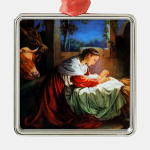 Vintage-Mariä-und-Jesus-Christus-Schmuck Silbernes Ornament