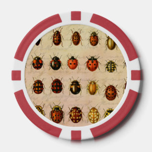 Vintage Marienkäfer-Exemplar-Muster Antikes Insekt Pokerchips