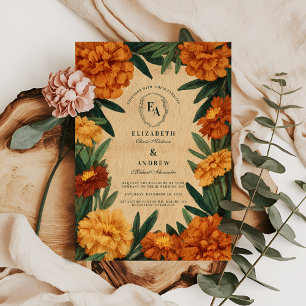 Vintage Marigold Botanische Landschaft Hochzeit Einladung