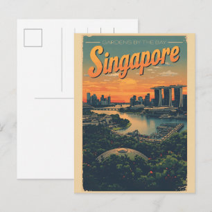 Vintage Marina bei Sands-Wolkenkratzer Geschenken Postkarte