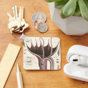 Vintage Marine Life Animals, Umbrella Squid Schlüsselanhänger