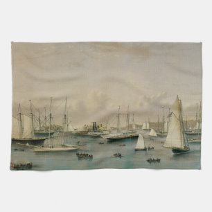 Vintage-Maritim, Yachtgeschwader im Hafen von Newp Geschirrtuch