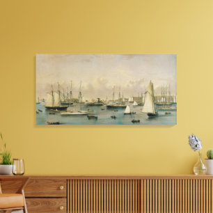 Vintage-Maritim, Yachtgeschwader im Hafen von Newp Leinwanddruck