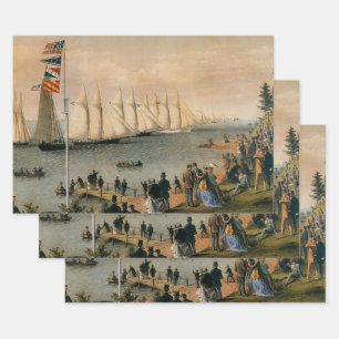 Vintage Maritime, New York Yacht Club Regatta Geschenkpapier Set