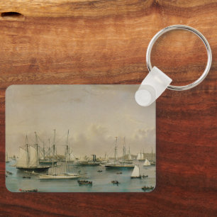 Vintage Maritime, Yachtgeschwader im Hafen von New Schlüsselanhänger