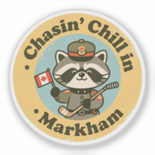 Vintage Markham Ontario Waschbär & Hockey Aufkleber