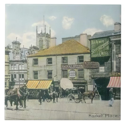 Vintage Marktszene - Huddersfield Marketplace Fliese (Vorderseite)