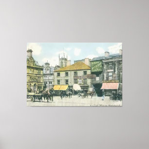 Vintage Marktszene - Huddersfield Marketplace Leinwanddruck