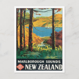 Vintage Marlborough Sounds Neuseeland Postkarte
