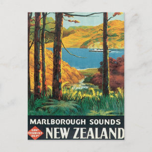 Vintage Marlborough Sounds Neuseeland Postkarte