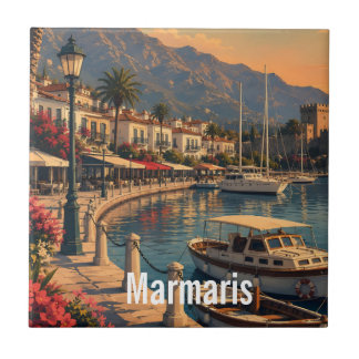 Vintage Marmaris Türkei Reiseplakat Keramikfliese