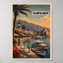 Vintage Marmaris Türkei Reiseplakat Kunst drucken
