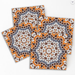 Vintage marokkanische Mosaik Orange Blue Keramik T Fliese