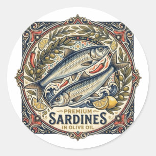 Vintage-Marokkanische-Sardinen-Dose Retro-Küstenna Runder Aufkleber