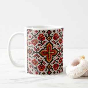 Vintage marokkanisches Stammes-Orange-Blumenmuster Kaffeetasse