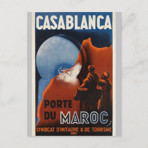 Vintage Marokko Casablanca Hafen Retro Reise Postkarte