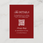 Vintage-Maroon-Hochzeitsdetails Qr Code Begleitkarte (Vorderseite)