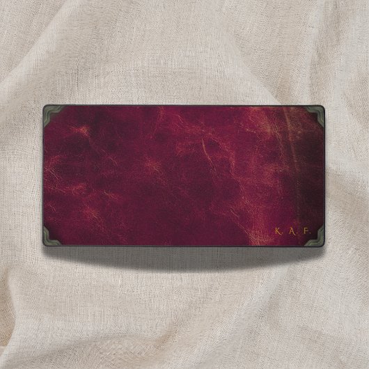 Vintage Maroon Leather Look Personalized Schreibtischunterlage