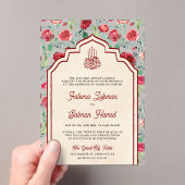 Vintage Maroon-Rote Rosen Blumenmuskelhochzeit Acryleinladungen (Insitu (Handheld))