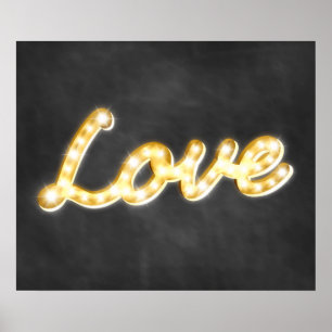 Vintage Marquee Leuchten Liebesposter - Schieferta Poster