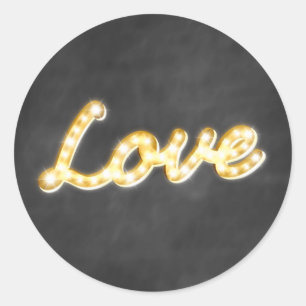 Vintage-Marquee-Lichter-Liebe-Aufkleber - Schiefer Runder Aufkleber