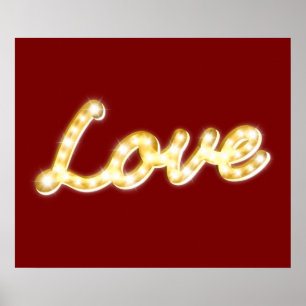 Vintage-Marquee-Lichter Love Poster - rot