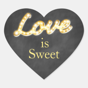 Vintage Marquee Lights Liebe ist Sweet - Chalkboar Herz-Aufkleber
