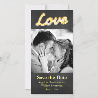 Vintage Marquee Lights Save the Date Fotokarte