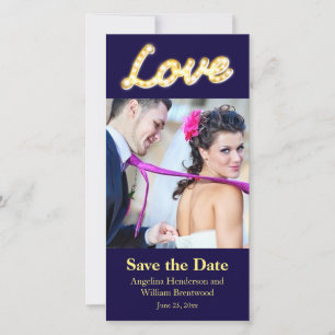 Vintage Marquee Lights Save the Date Fotokarte