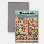 Vintage Marrakech Marokko Architektur Reise Magnet (Vorderseite/Rückseite)