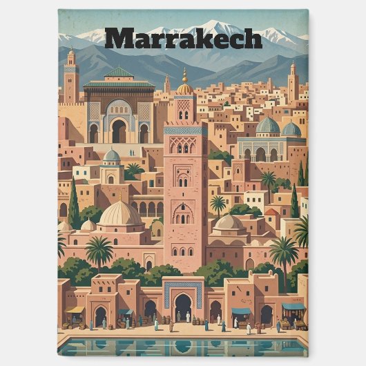 Vintage Marrakech Marokko Architektur Reise Magnet (Vorderseite)