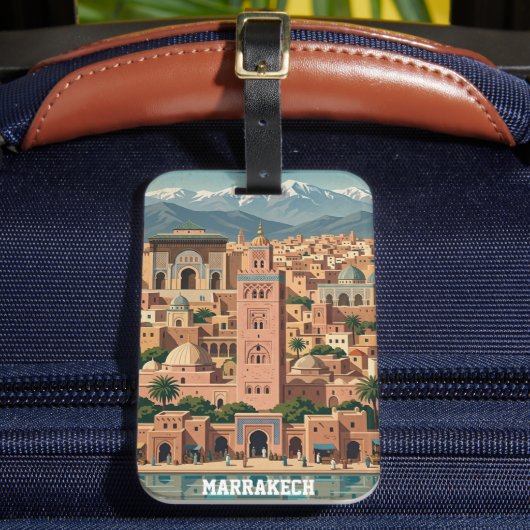 Vintage Marrakech Morocco Architecture Travel Gepäckanhänger (Vorderseite Insitu 2)