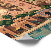 Vintage Marrakech Morocco Architecture Travel Poster (Ecke)