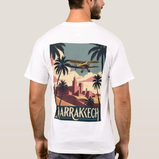 Vintage Marrakesch-Skyline und Flugzeug T-Shirt
