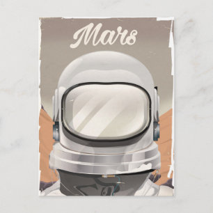 Vintage Mars Astronaut Postkarte