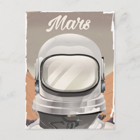 Vintage Mars Astronaut Postkarte (Vorderseite)