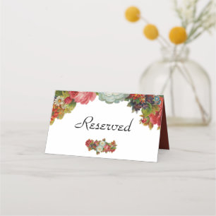 Vintage Marsala Red Floral Wedding vorbehalten Platzkarte