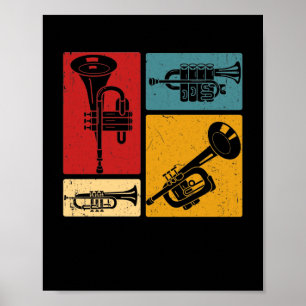 Vintage-Marschbläser-Trompeter-Retro-Design Poster