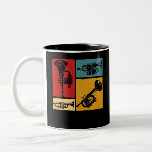 Vintage-Marschbläser-Trompeter-Retro-Design Zweifarbige Tasse