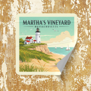 Vintage Martha's Vineyard Massachusetts Quadratischer Aufkleber