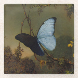 Vintage Martin Johnson Heade Blue Morpho Schmetter Glasuntersetzer