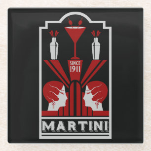 Vintage Martini Art Deco Glasuntersetzer