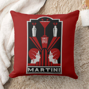 Vintage Martini Art Deco Kissen