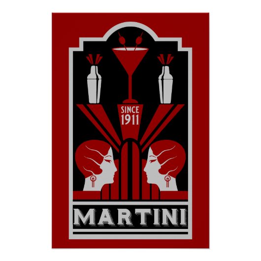 Vintage Martini Art Deco Poster (Vorderseite)