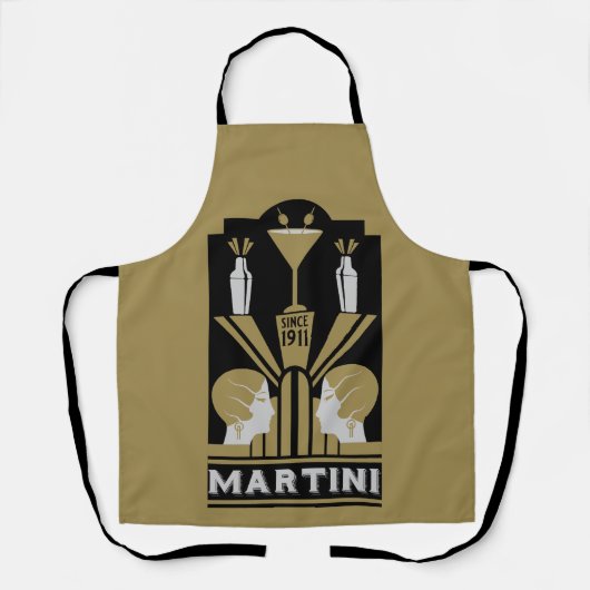 Vintage Martini Art Deco Schürze (Vorderseite)